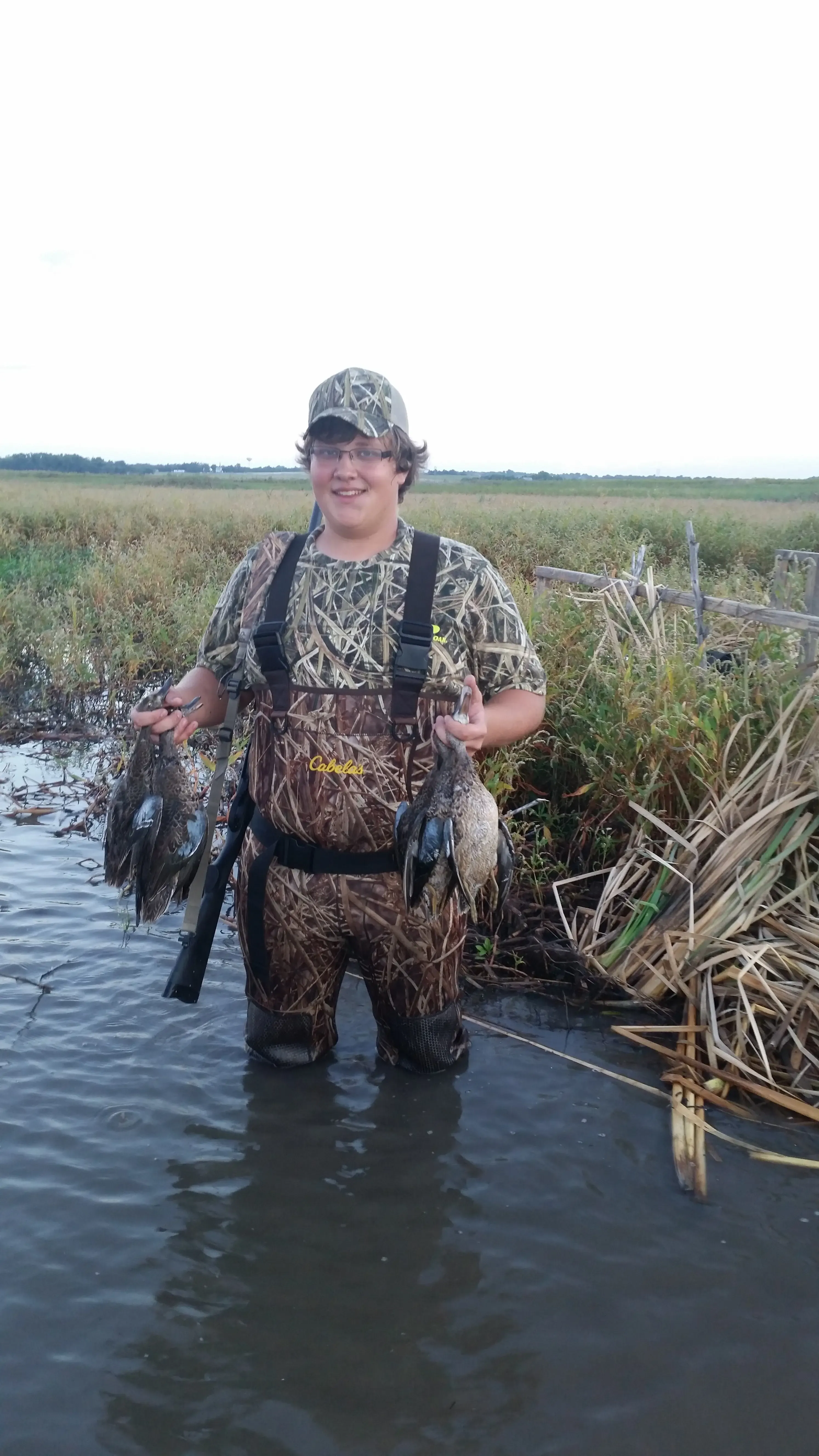 Dakota with his first teal during a public land duck hunt in Kansas