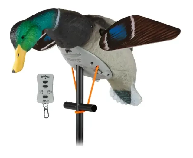 A Lucky Duck HD spinning wing decoy on a stake