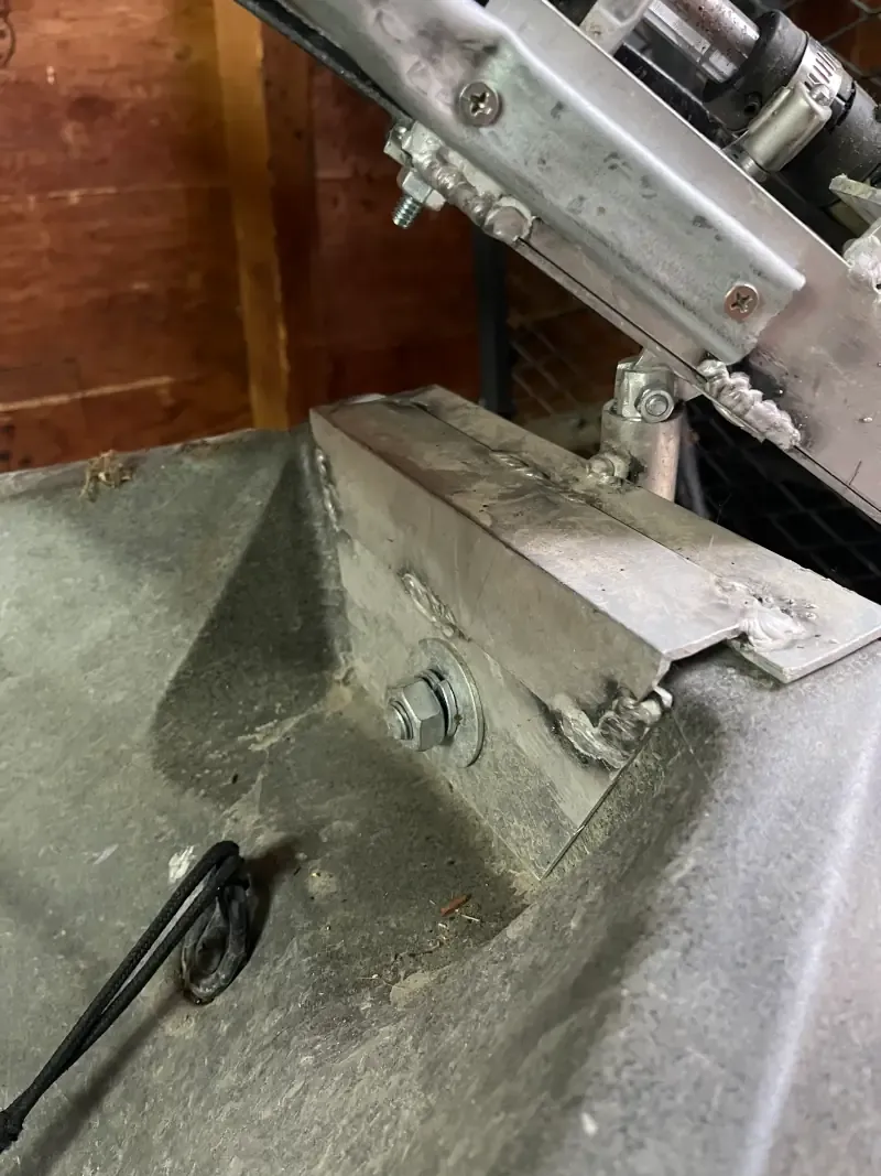 Homemade electric mud motor attached to a hunting kayak.