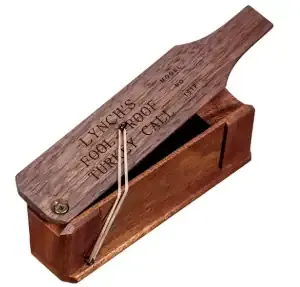 turkey hunting box call halfway open with white background
